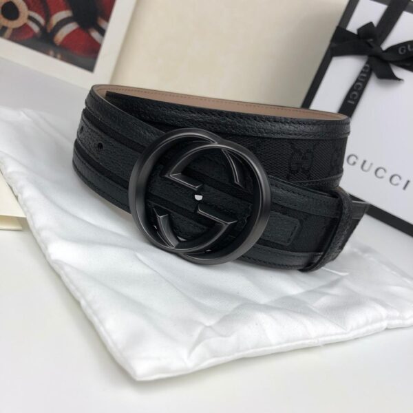 1:1 Replica Gucci GG Supreme Belt With Interlocking G Buckle Black For Women, Women Belt