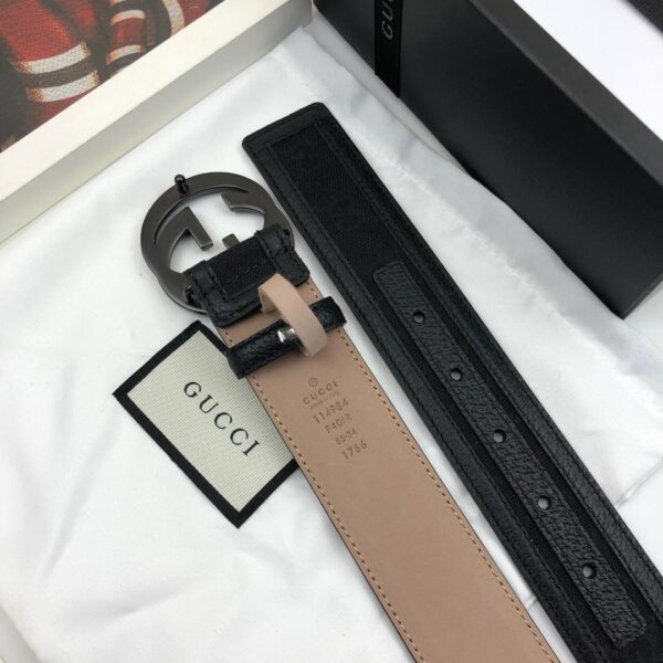 1:1 Replica Gucci GG Supreme Belt With Interlocking G Buckle Black For Women, Women Belt