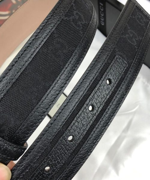 1:1 Replica Gucci GG Supreme Belt With Interlocking G Buckle Black For Women, Women Belt