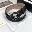 1:1 Replica Gucci GG Supreme Belt With Interlocking G Buckle Black For Women, Women Belt