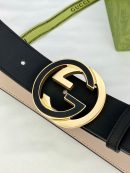 1:1 Replica Gucci GG Supreme Belt With Interlocking G Buckle Black/Grey GG Supreme Canvas With Black For Women, Women Belt