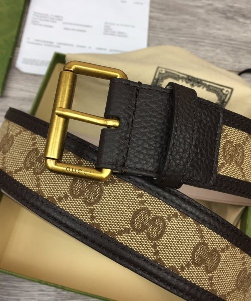 1:1 Replica Gucci GG Supreme Belt With Square Buckle Beige/Ebony GG Supreme For Women, Women Belt