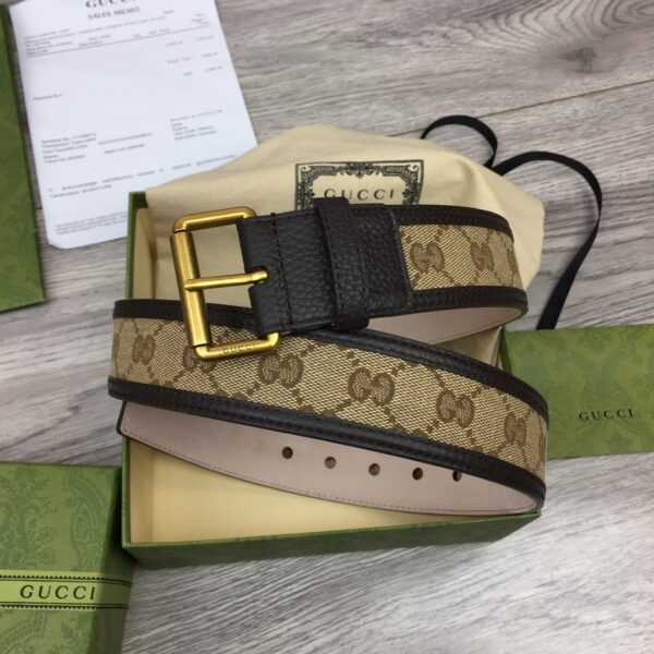 1:1 Replica Gucci GG Supreme Belt With Square Buckle Beige/Ebony GG Supreme For Women, Women Belt