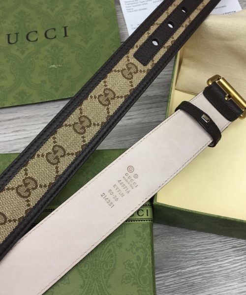 1:1 Replica Gucci GG Supreme Belt With Square Buckle Beige/Ebony GG Supreme For Women, Women Belt