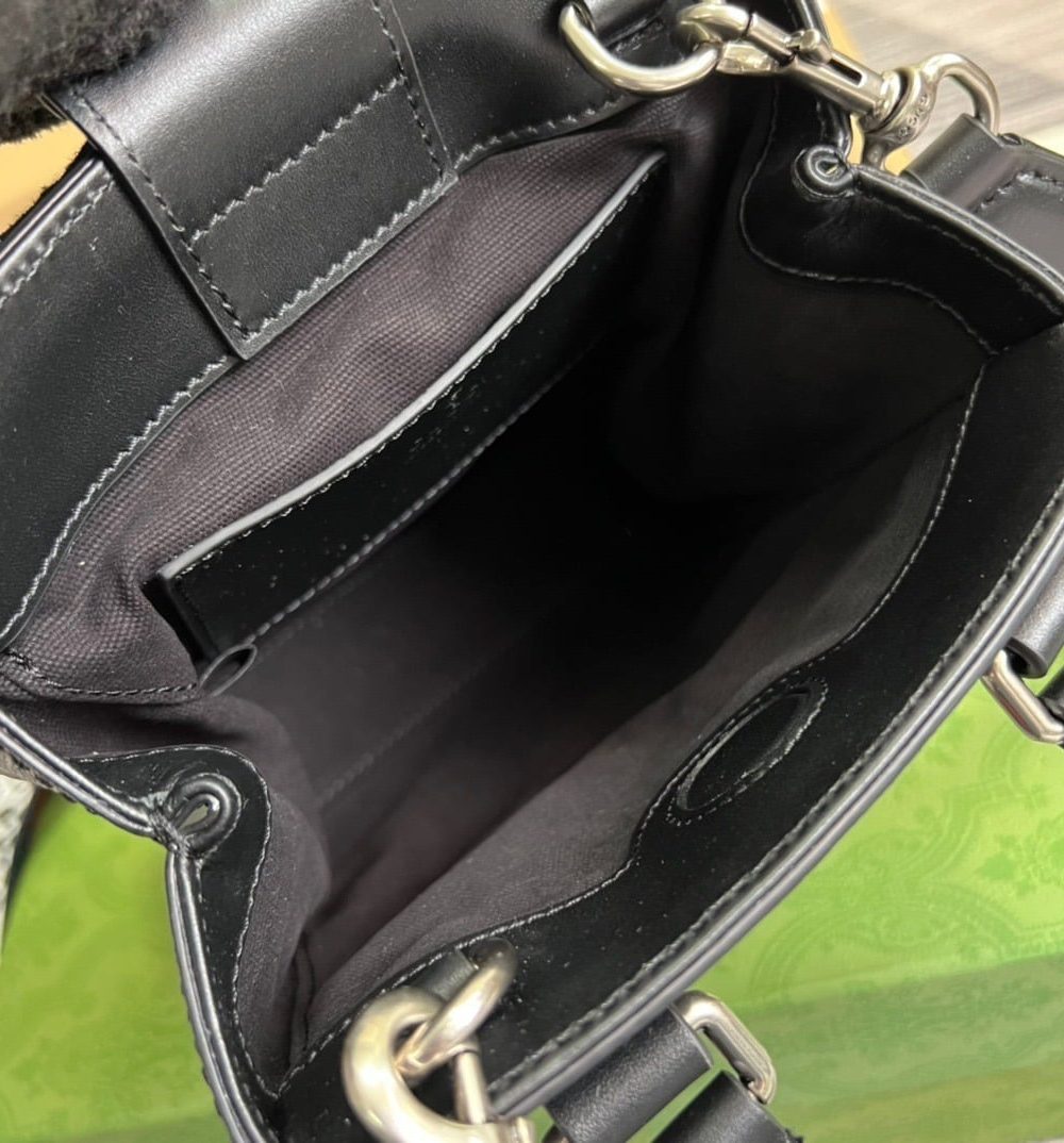 1:1 Replica Gucci GG Supreme Mini Tote Bag Black GG Supreme Canvas For Women  7.9in/20cm GG 696010 K5RLN 1095