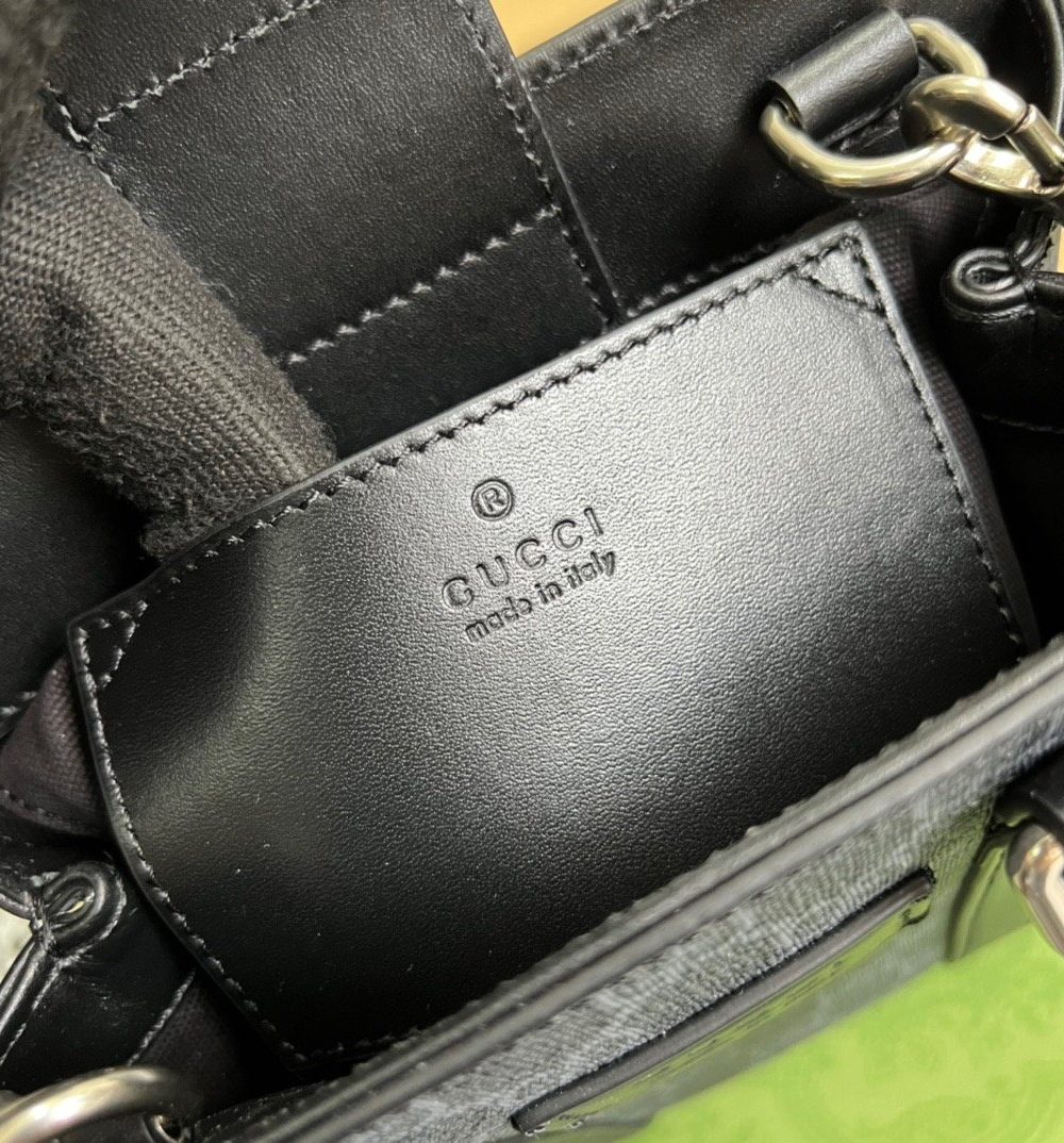 1:1 Replica Gucci GG Supreme Mini Tote Bag Black GG Supreme Canvas For Women  7.9in/20cm GG 696010 K5RLN 1095