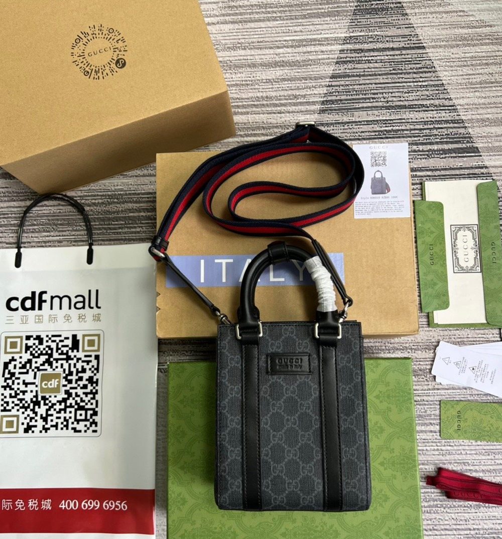 1:1 Replica Gucci GG Supreme Mini Tote Bag Black GG Supreme Canvas For Women  7.9in/20cm GG 696010 K5RLN 1095