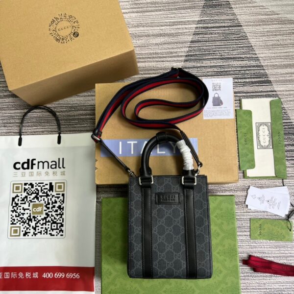 1:1 Replica Gucci GG Supreme Mini Tote Bag Black GG Supreme Canvas For Women  7.9in/20cm GG 696010 K5RLN 1095