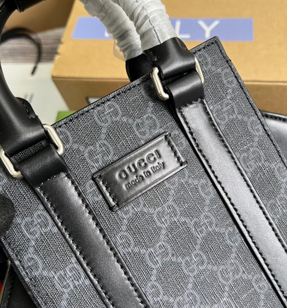 1:1 Replica Gucci GG Supreme Mini Tote Bag Black GG Supreme Canvas For Women  7.9in/20cm GG 696010 K5RLN 1095