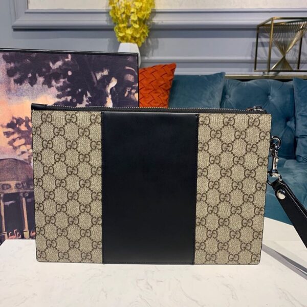 1:1 Replica Gucci GG Supreme Pouch Beige/Ebony GG Supreme Canvas For Men 12in/30cm GG ‎495017 KGDHN 9769