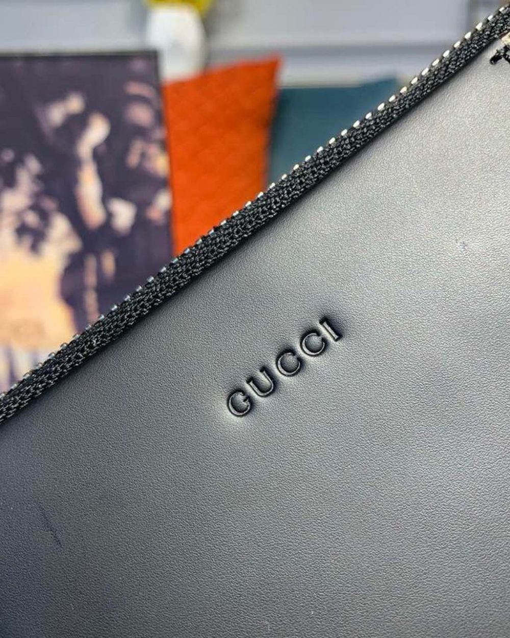 1:1 Replica Gucci GG Supreme Pouch Beige/Ebony GG Supreme Canvas For Men 12in/30cm GG ‎495017 KGDHN 9769