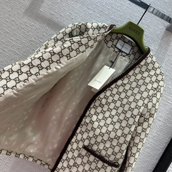 Gucci Gg Tweed Jacket Beige For Women