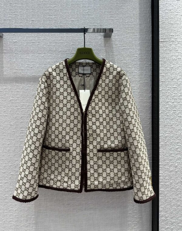 Gucci Gg Tweed Jacket Beige For Women