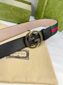 1:1 Replica Gucci GG Web Belt With  Interlocking G Buckle Green/Red Web Fabric And Black For Women, Women Belt