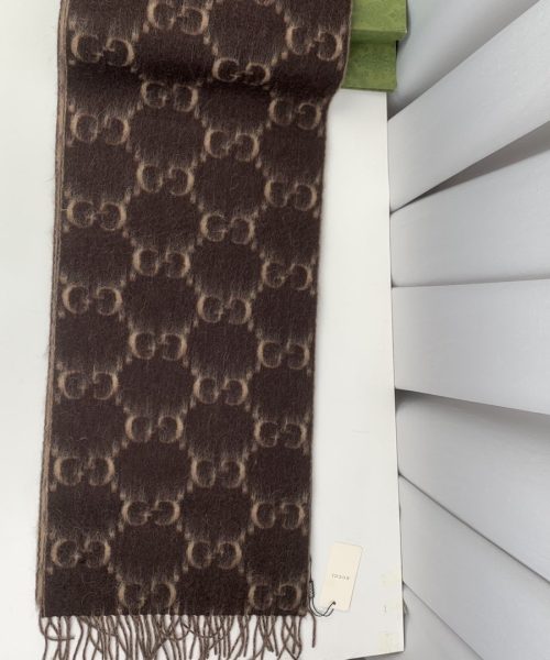 Gucci GG Wool Stole Scarf Brown 75in/190cm 