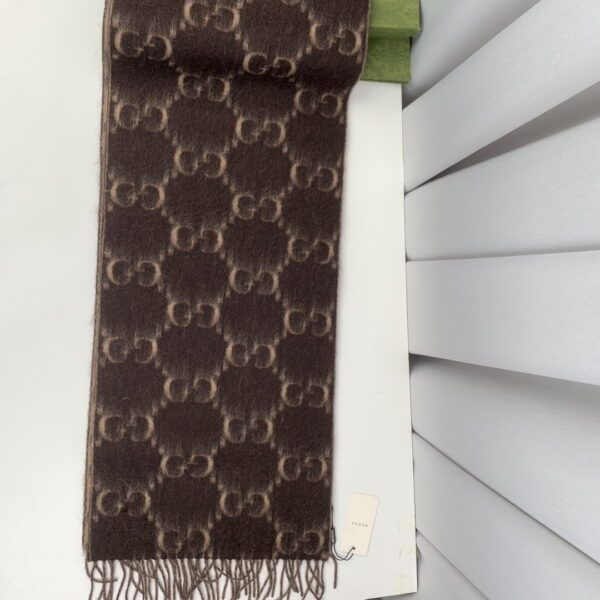 Gucci GG Wool Stole Scarf Brown 75in/190cm 