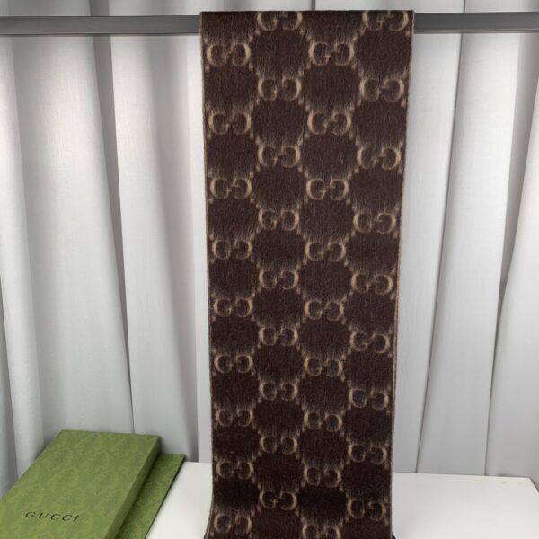 Gucci GG Wool Stole Scarf Brown 75in/190cm 