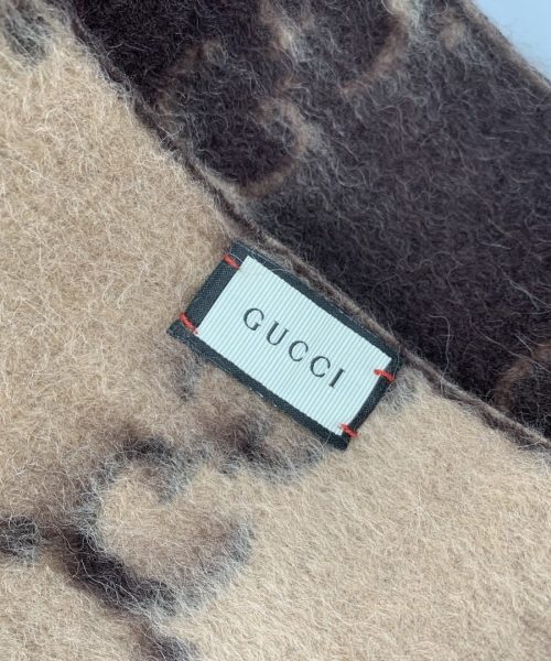 Gucci GG Wool Stole Scarf Brown 75in/190cm 