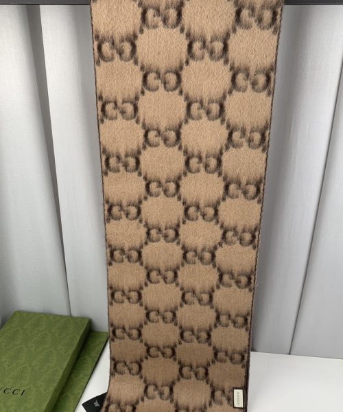 Gucci GG Wool Stole Scarf Brown 75in/190cm 