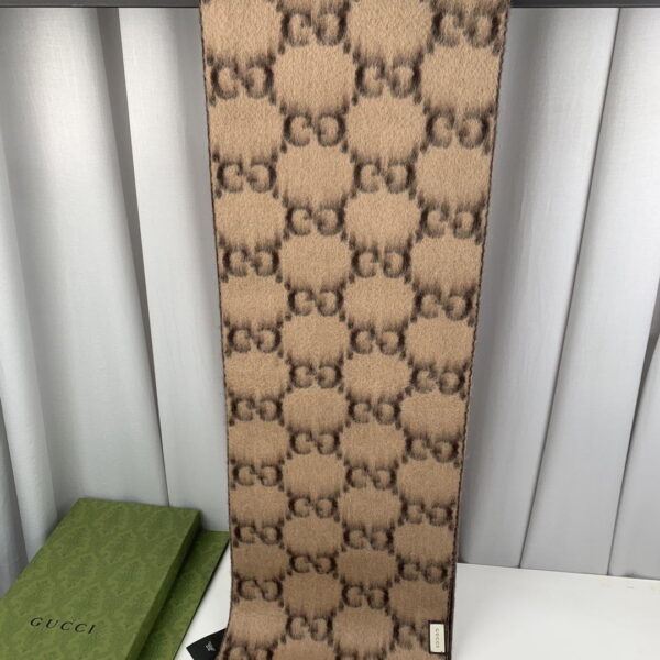 Gucci GG Wool Stole Scarf Brown 75in/190cm 