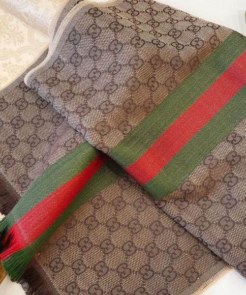 Gucci GG Wool Stole With Web Scarf Brown 180cm/71in 