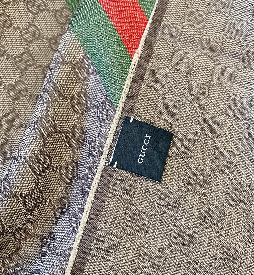 Gucci GG Wool Stole With Web Scarf Brown 180cm/71in 