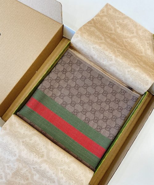 Gucci GG Wool Stole With Web Scarf Brown 180cm/71in 