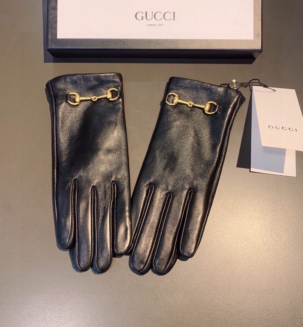 Gucci Gloves With Hoursebit In Black