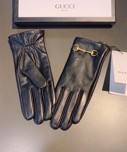 Gucci Gloves With Hoursebit In Black