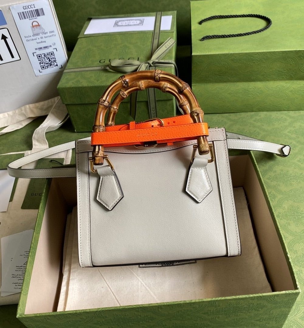 1:1 Replica Gucci Gucci Diana Mini Tote Bag White For Women 8in/20cm GG ‎702732 U3ZDT 9196