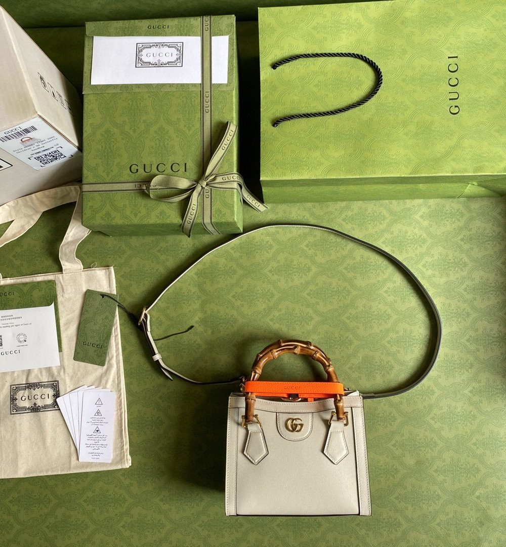 1:1 Replica Gucci Gucci Diana Mini Tote Bag White For Women 8in/20cm GG ‎702732 U3ZDT 9196