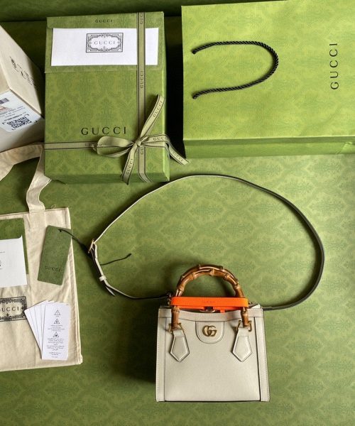 1:1 Replica Gucci Gucci Diana Mini Tote Bag White For Women 8in/20cm GG ‎702732 U3ZDT 9196