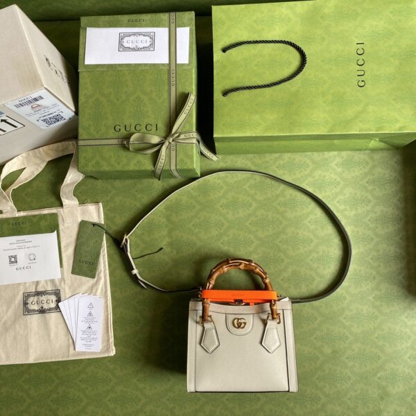 1:1 Replica Gucci Gucci Diana Mini Tote Bag White For Women 8in/20cm GG ‎702732 U3ZDT 9196