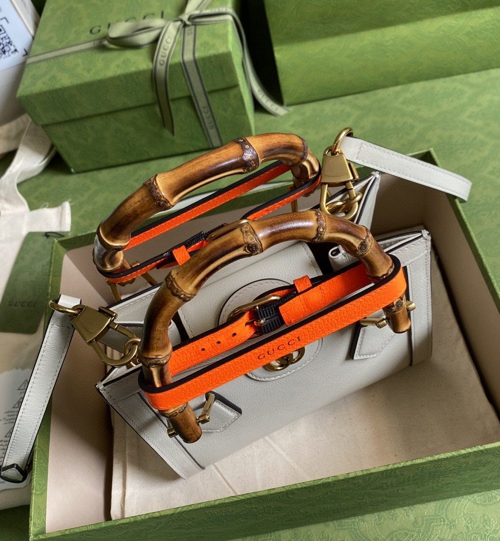 1:1 Replica Gucci Gucci Diana Mini Tote Bag White For Women 8in/20cm GG ‎702732 U3ZDT 9196