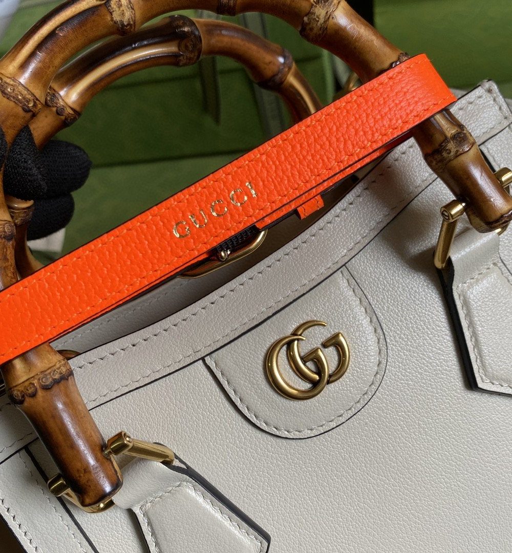 1:1 Replica Gucci Gucci Diana Mini Tote Bag White For Women 8in/20cm GG ‎702732 U3ZDT 9196