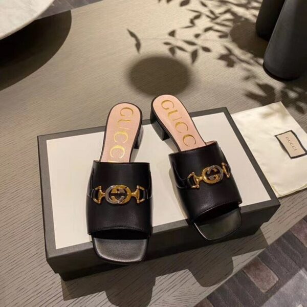 Gucci Gucci Zumi Slide Sandals Black For Women GG