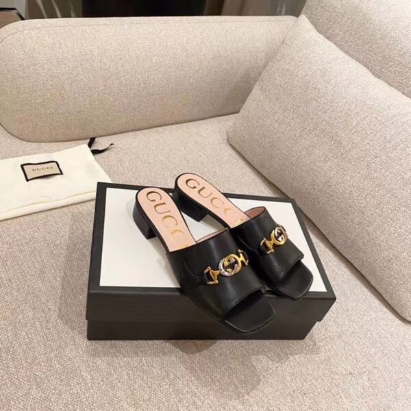Gucci Gucci Zumi Slide Sandals Black For Women GG