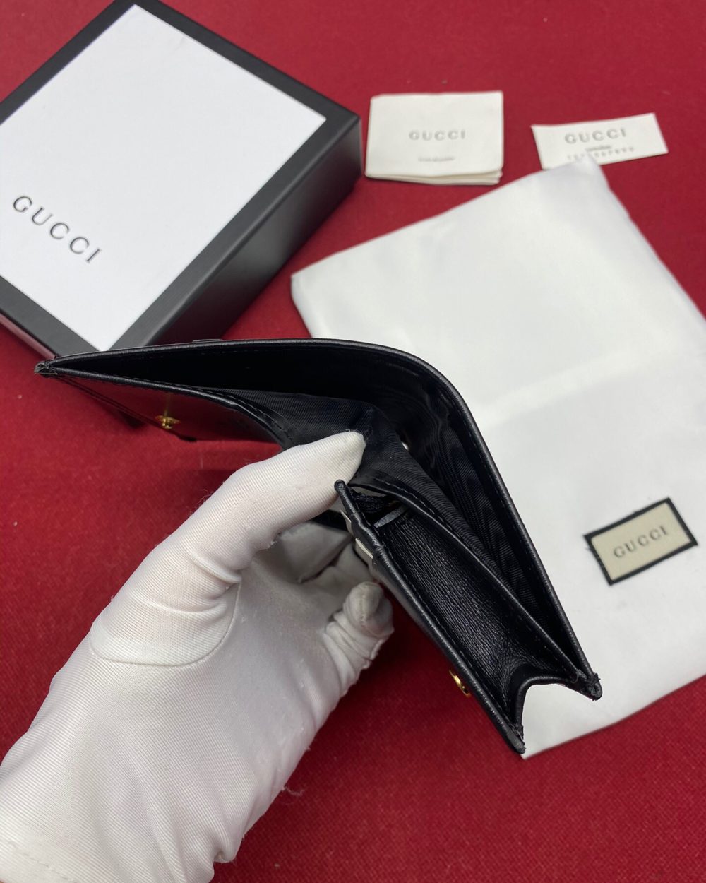 1:1 Replica Gucci Horsebit 1955 Card Case Wallet Black Women’s Wallet 11cm/4.3in GG 621887 0YK0G 1000