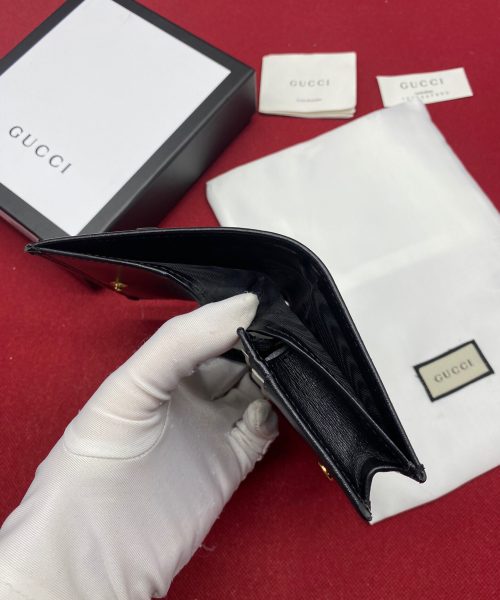 1:1 Replica Gucci Horsebit 1955 Card Case Wallet Black Women’s Wallet 11cm/4.3in GG ‎621887 0YK0G 1000