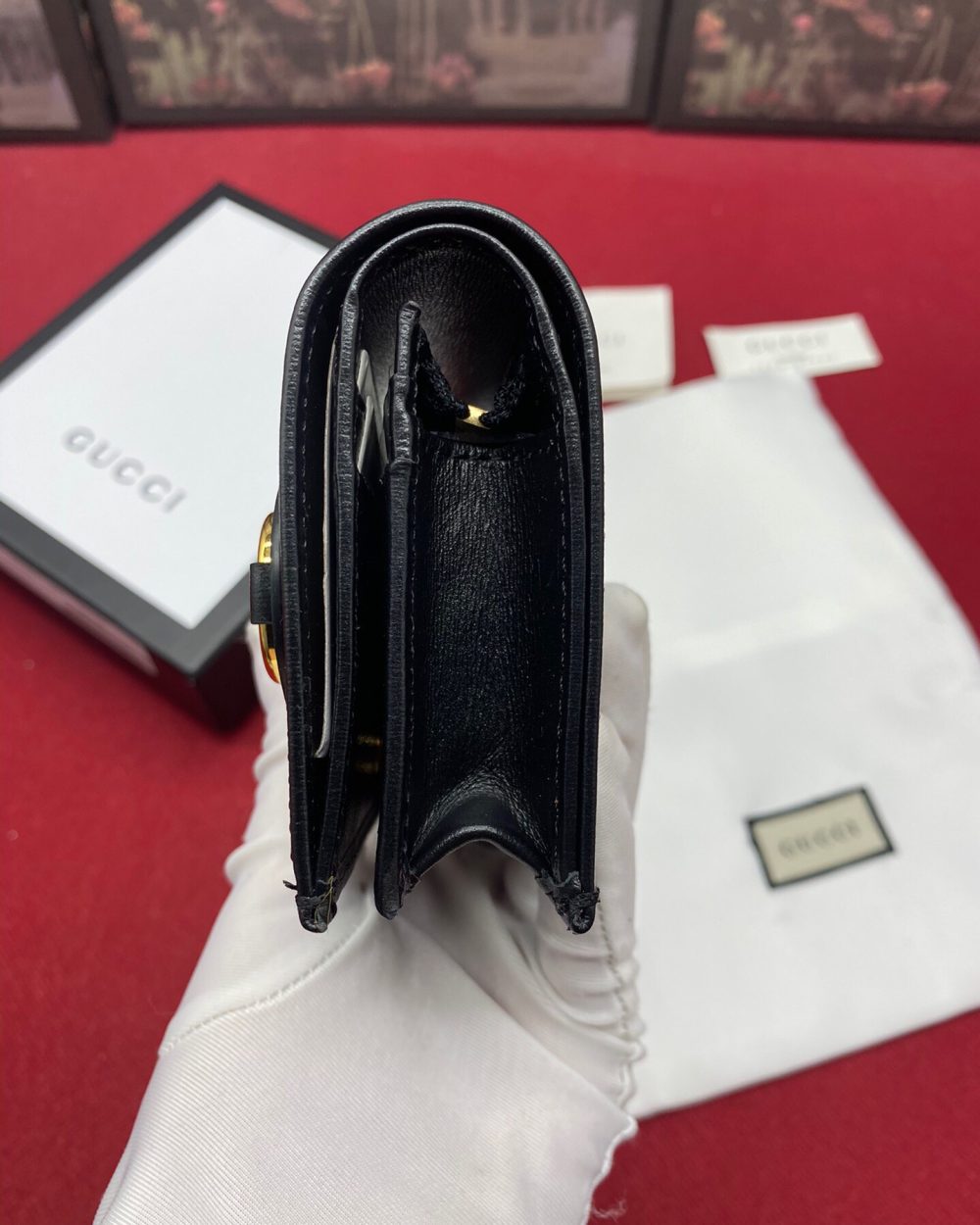 1:1 Replica Gucci Horsebit 1955 Card Case Wallet Black Women’s Wallet 11cm/4.3in GG 621887 0YK0G 1000