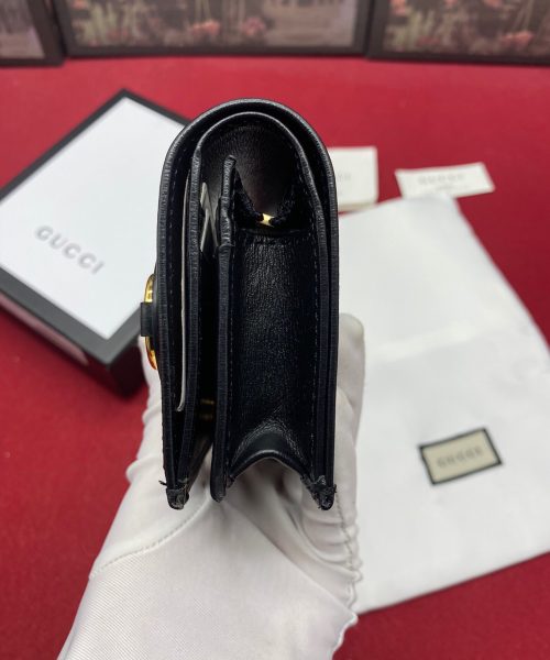 1:1 Replica Gucci Horsebit 1955 Card Case Wallet Black Women’s Wallet 11cm/4.3in GG ‎621887 0YK0G 1000