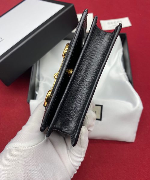 1:1 Replica Gucci Horsebit 1955 Card Case Wallet Black Women’s Wallet 11cm/4.3in GG ‎621887 0YK0G 1000