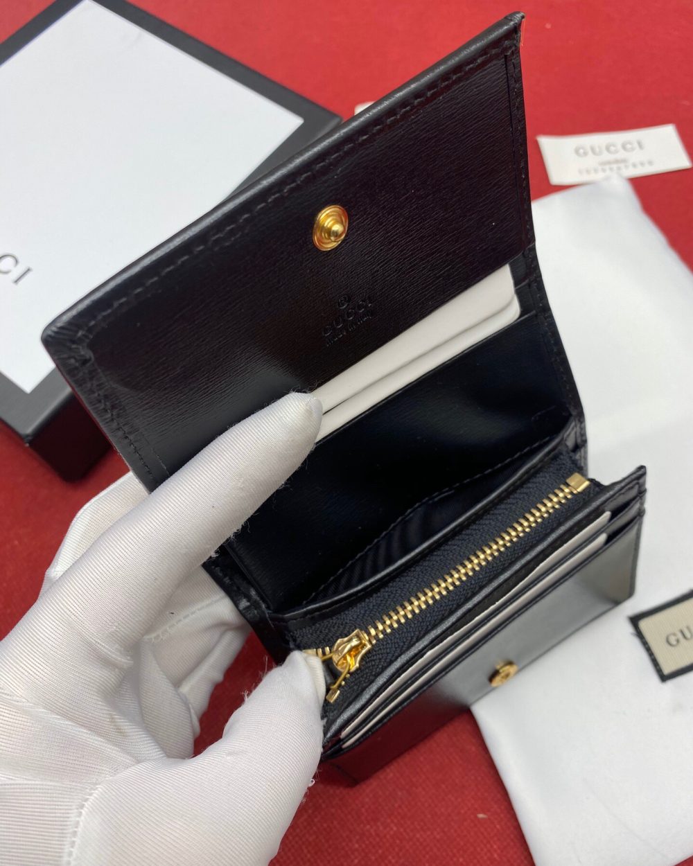 1:1 Replica Gucci Horsebit 1955 Card Case Wallet Black Women’s Wallet 11cm/4.3in GG 621887 0YK0G 1000