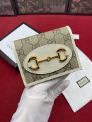 1:1 Replica Gucci Horsebit 1955 Card Case Wallet Light Grey Women's Wallet 11cm/4.3in GG 621887 92TCG 9761
