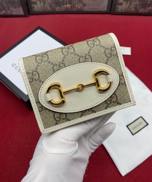 1:1 Replica Gucci Horsebit 1955 Card Case Wallet Light Grey Women's Wallet 11cm/4.3in GG 621887 92TCG 9761