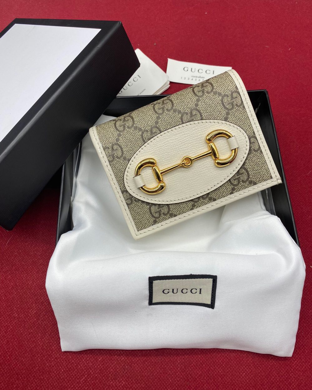 1:1 Replica Gucci Horsebit 1955 Card Case Wallet Light Grey Women's Wallet 11cm/4.3in GG 621887 92TCG 9761