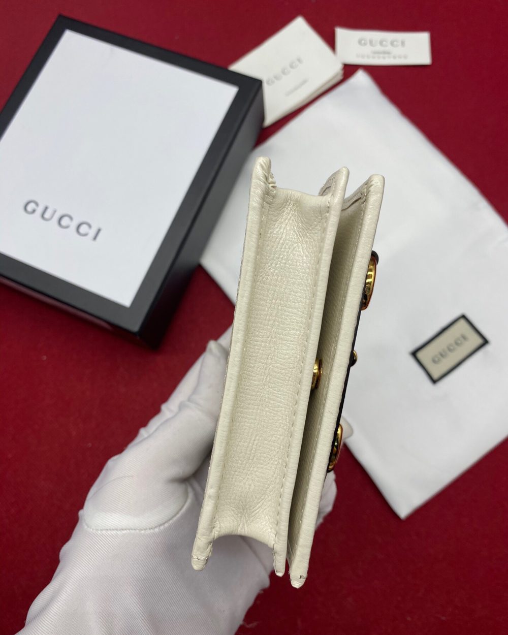 1:1 Replica Gucci Horsebit 1955 Card Case Wallet Light Grey Women's Wallet 11cm/4.3in GG 621887 92TCG 9761