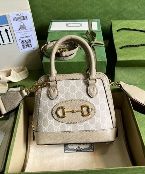 1:1 Replica Gucci Horsebit 1955 GG Mini Bag Beige For Women, Women's Bags 7.9in/20cm GG 677212 UULAG 9682