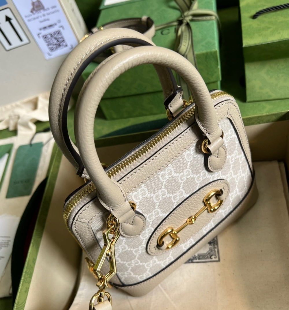 1:1 Replica Gucci Horsebit 1955 GG Mini Bag Beige For Women, Women's Bags 7.9in/20cm GG 677212 UULAG 9682