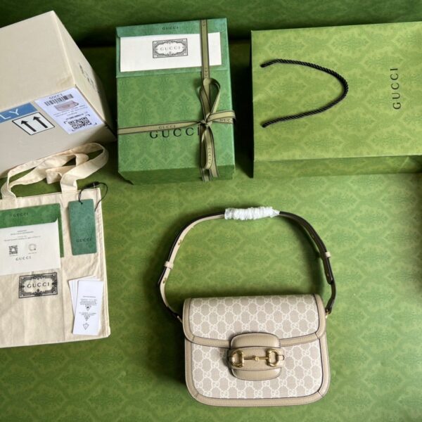 1:1 Replica Gucci Horsebit 1955 GG Mini Bag Beige For Women, Women's Bags 8.1in/21cm GG ‎‎658574 UULAG 9682